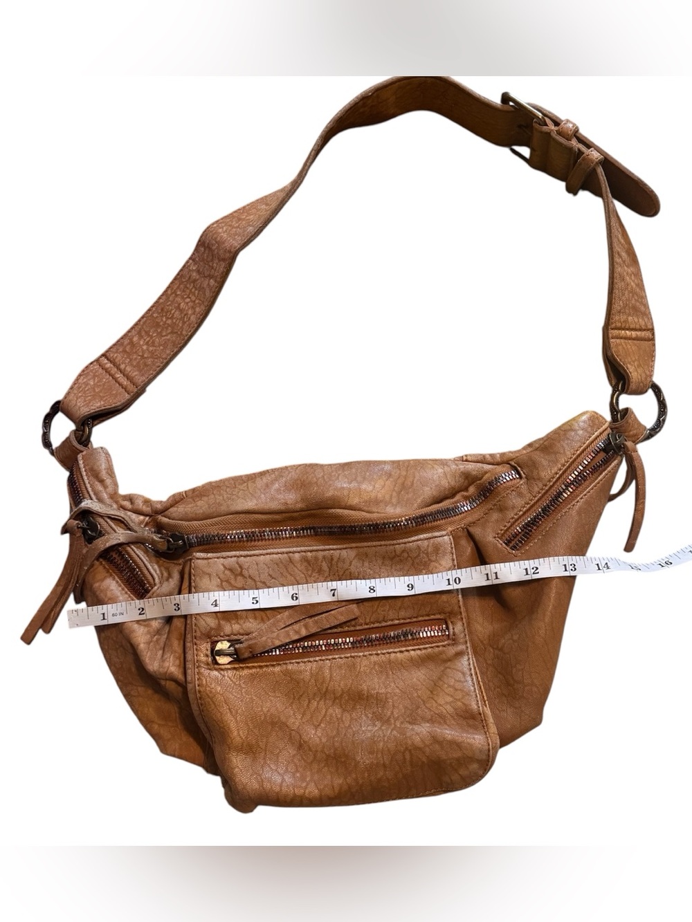 Free People Tan Leather Women's Crossbody Sling Shoulder Bag - Casual Everyday - Picture 2 of 6